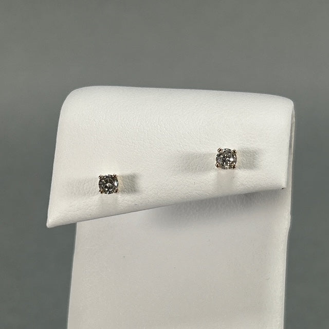 14K Yellow Gold Diamond Stud Earrings