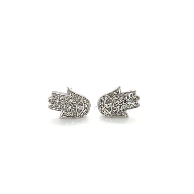 14K White Gold Diamond Stud Earrings
