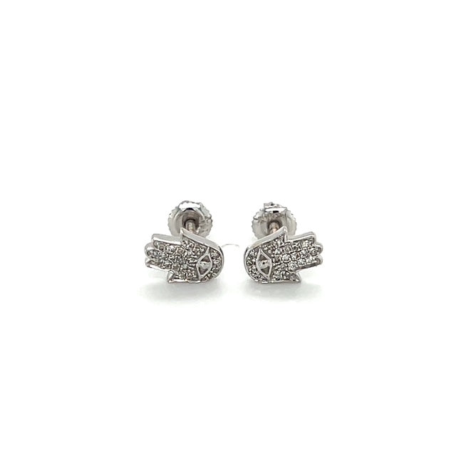 14K White Gold Diamond Stud Earrings