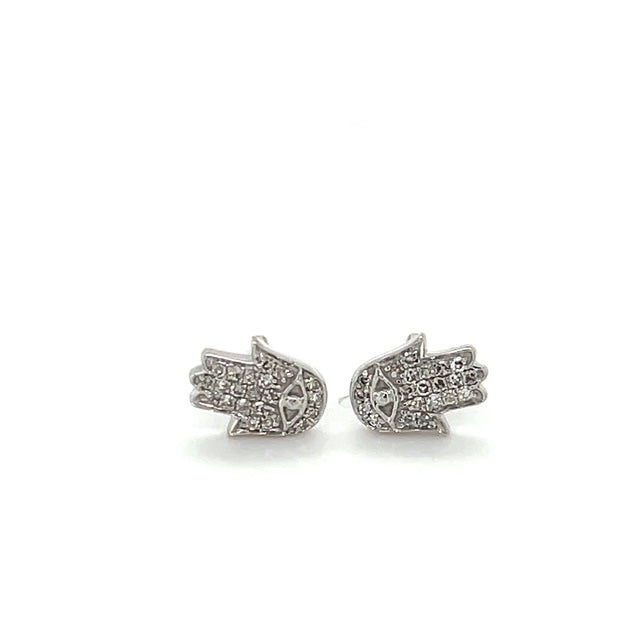 14K White Gold Diamond Stud Earrings
