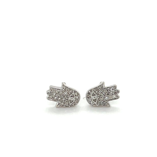 14K White Gold Diamond Stud Earrings