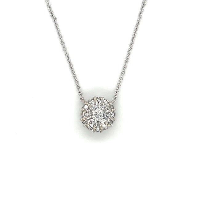18K White Gold Diamond 16" Necklace