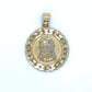 10K Two-Tone Gold Circular Jesus Head Pendant