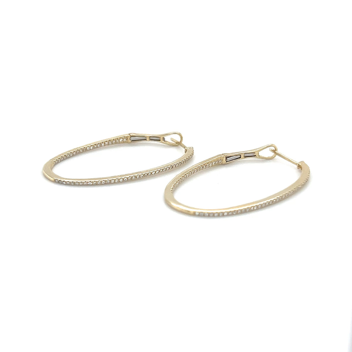 14K Yellow Gold Moissanite Hoop Earrings