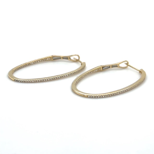 14K Yellow Gold Moissanite Hoop Earrings