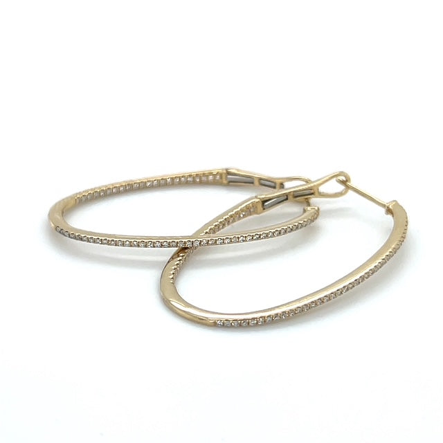 14K Yellow Gold Moissanite Hoop Earrings