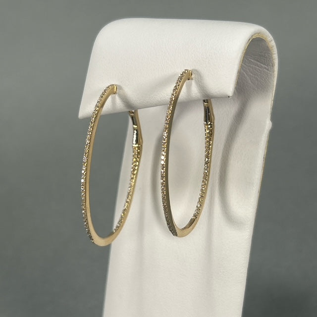 14K Yellow Gold Moissanite Hoop Earrings