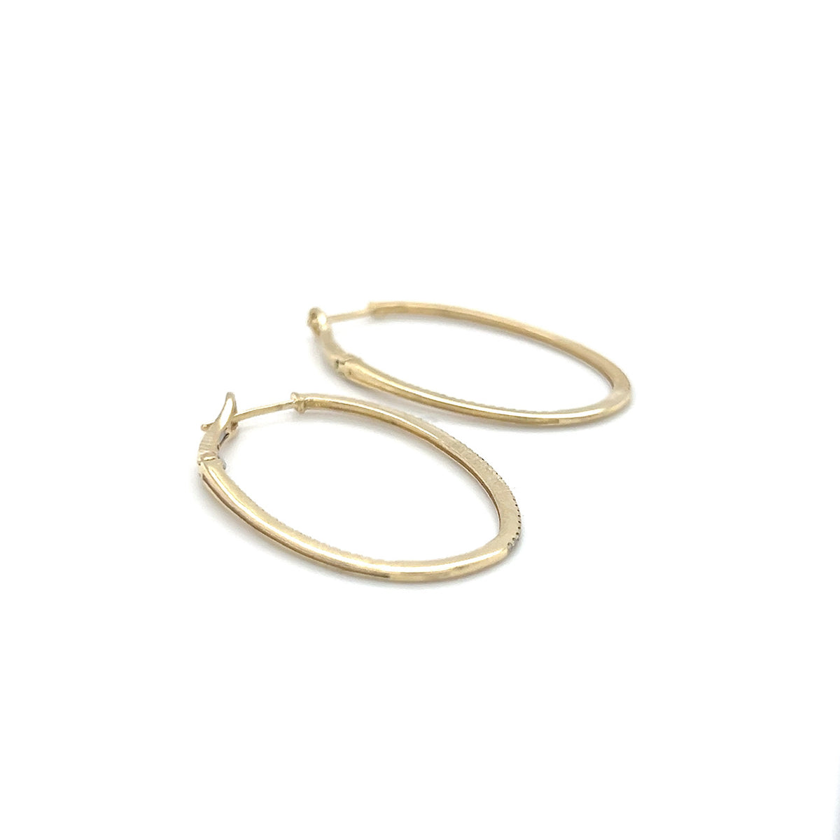 14K Yellow Gold Moissanite Hoop Earrings