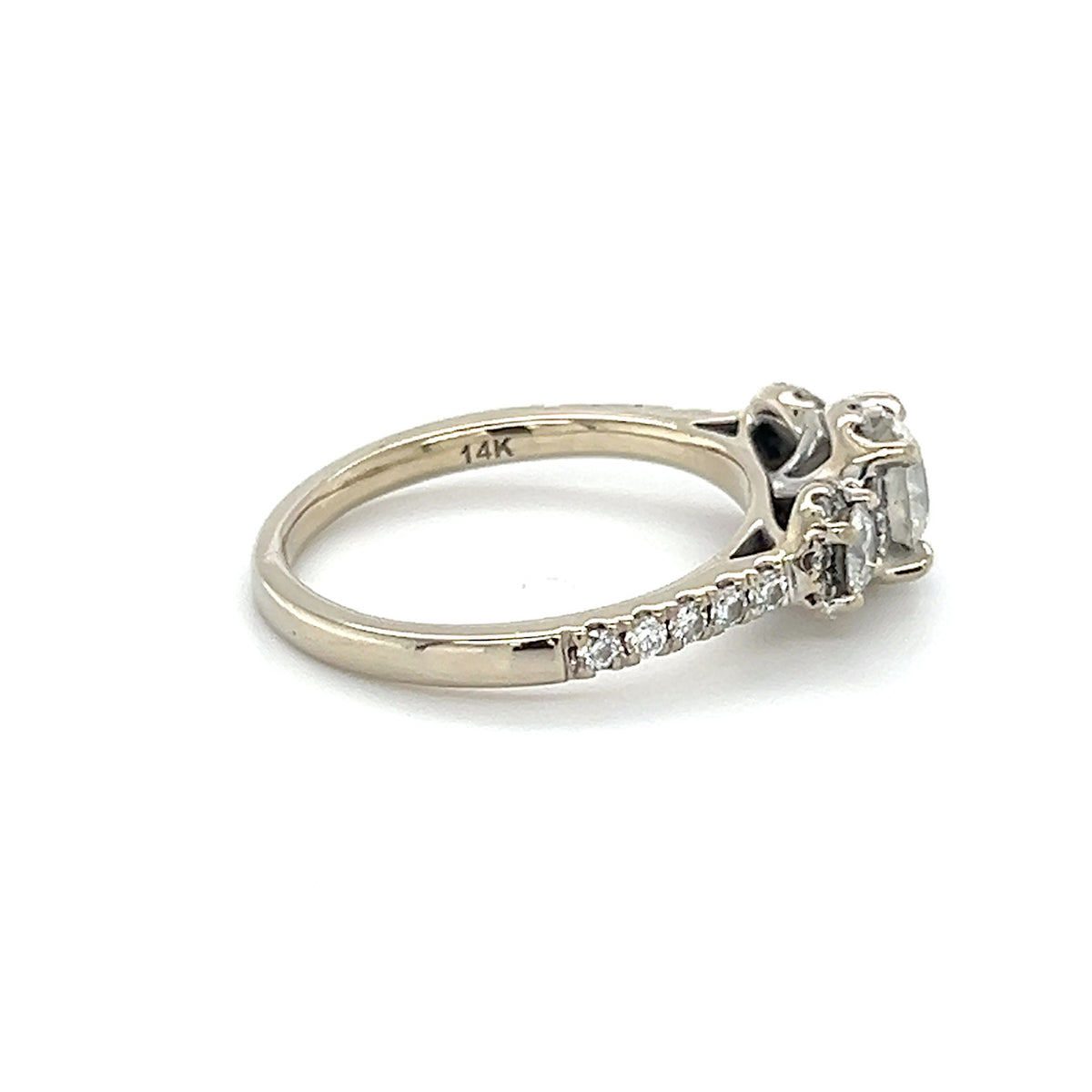 14K White Gold Diamond Lady's Fashion Ring; Size 6.5