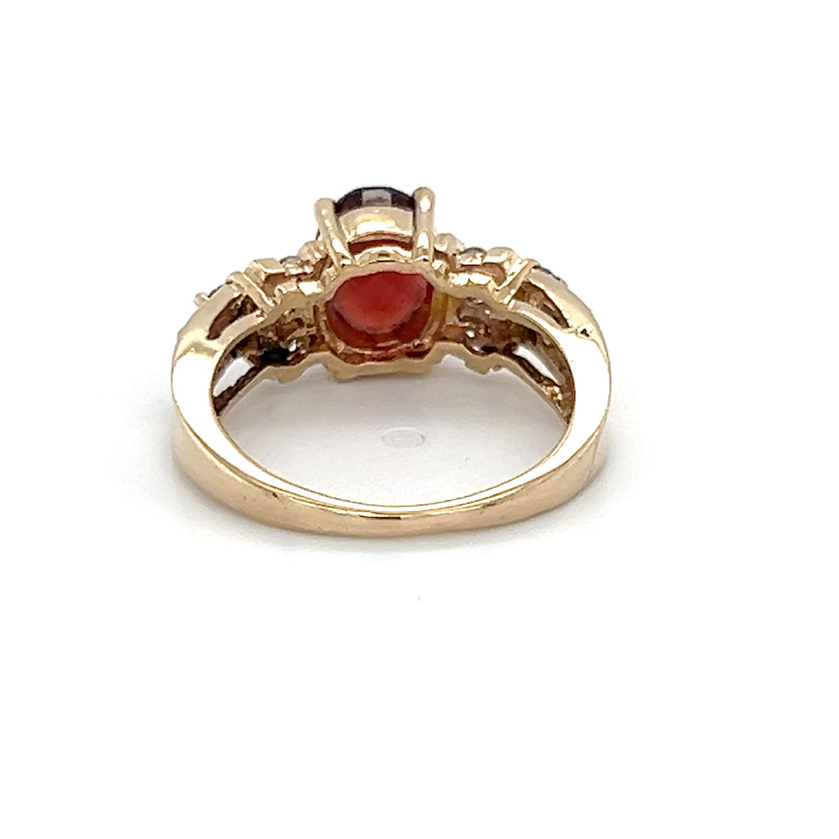 14K Yellow Gold Diamond & Stone Accent Ring; Size 5.25