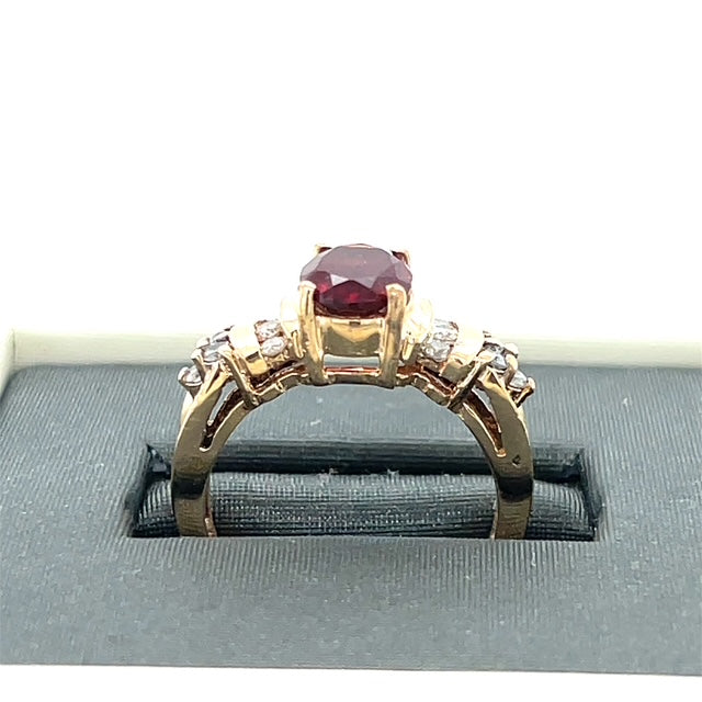 14K Yellow Gold Diamond & Stone Accent Ring; Size 5.25