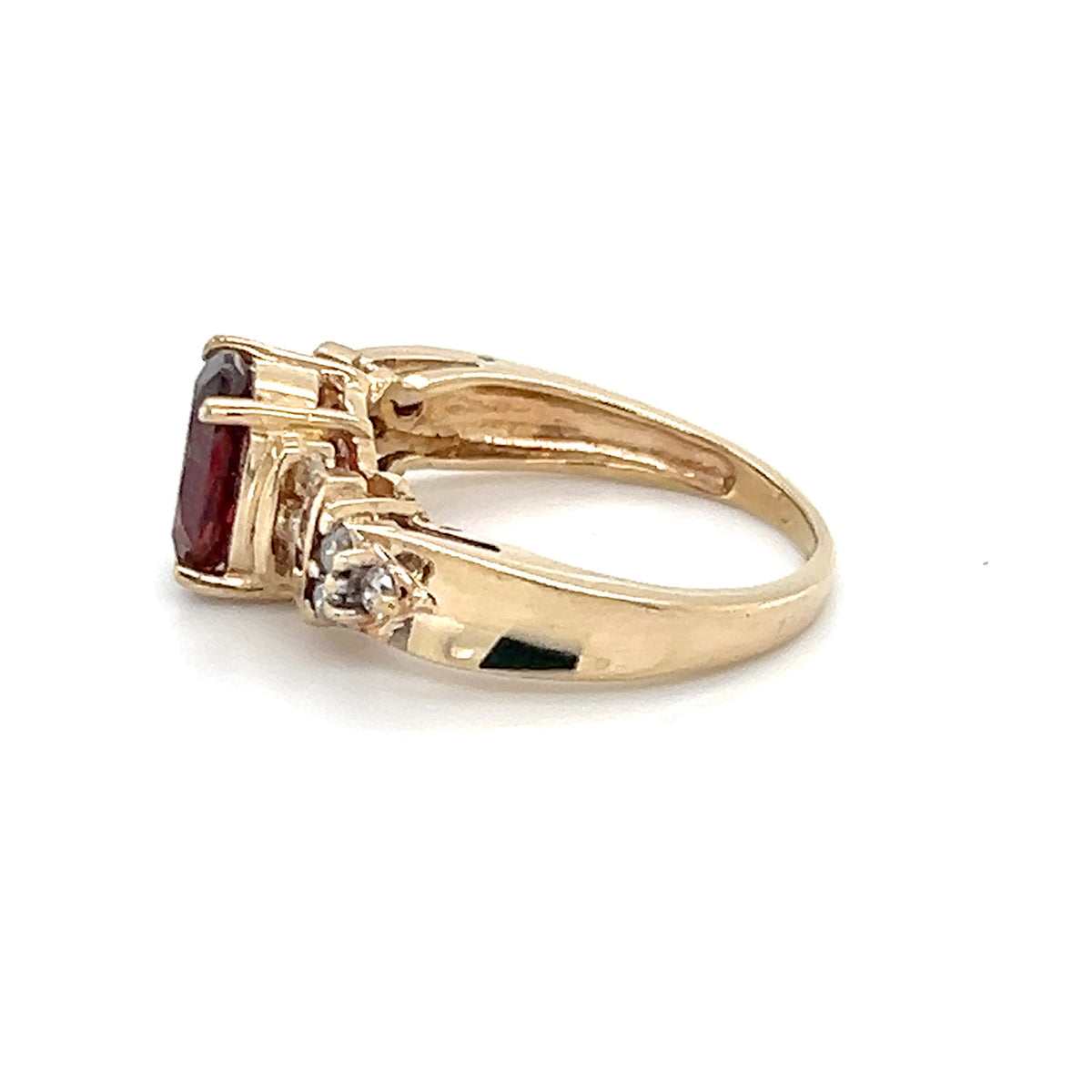 14K Yellow Gold Diamond & Stone Accent Ring; Size 5.25