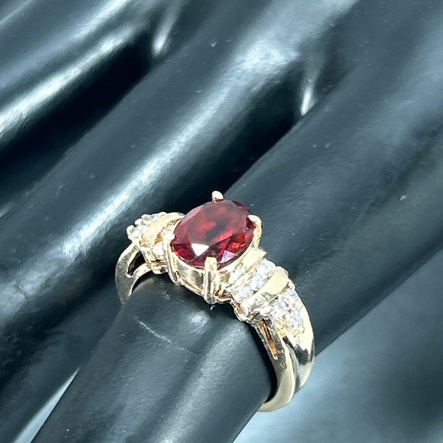 14K Yellow Gold Diamond & Stone Accent Ring; Size 5.25