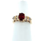 14K Yellow Gold Diamond & Stone Accent Ring; Size 5.25
