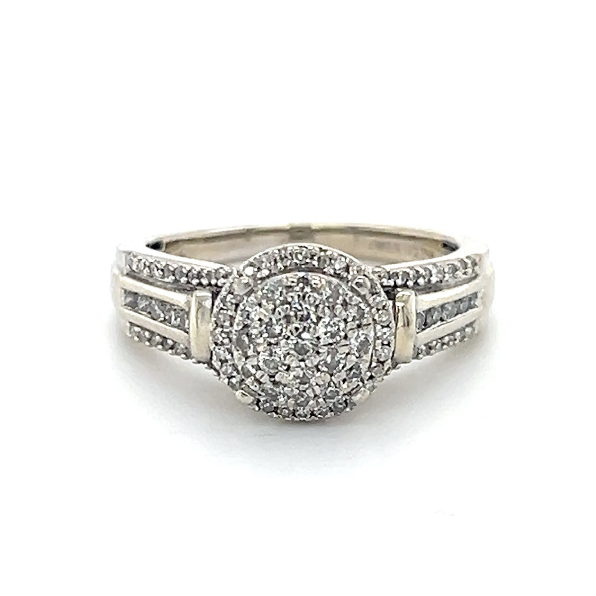 10K White Gold Diamond Lady's Fashion Ring; Size 7