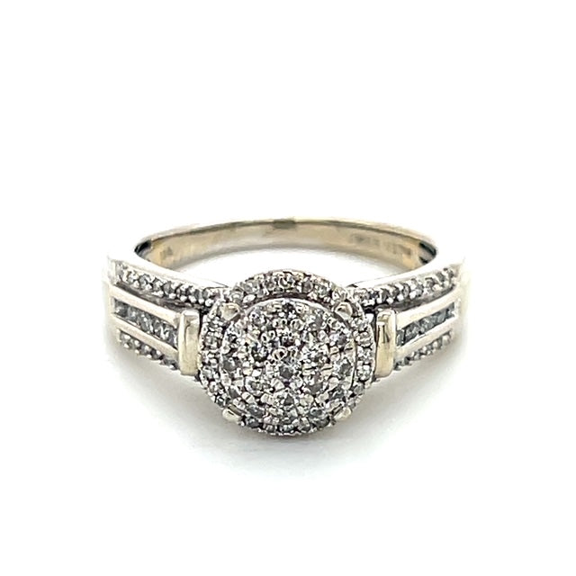 10K White Gold Diamond Lady's Fashion Ring; Size 7