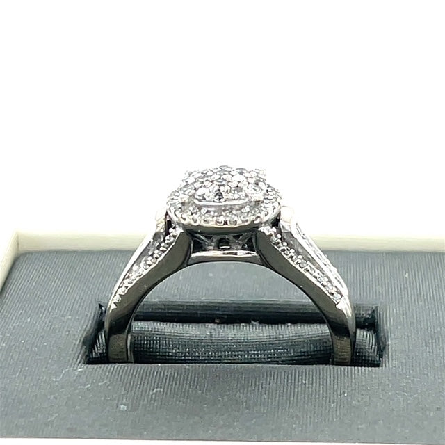 10K White Gold Diamond Lady's Fashion Ring; Size 7
