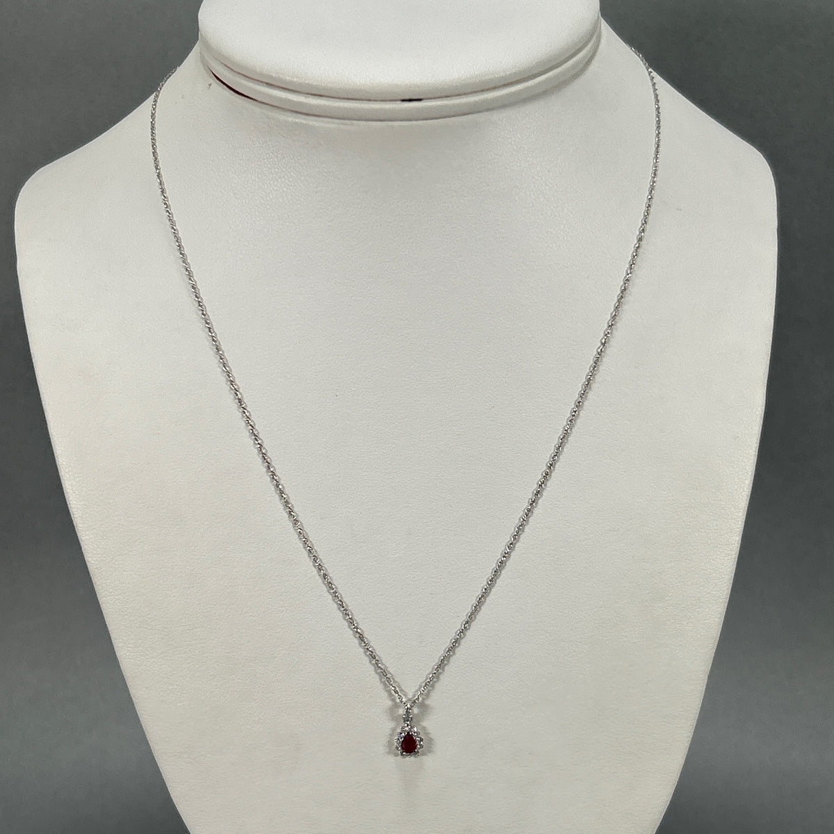 14K White Gold 18" Diamond & Stone Accent Necklace