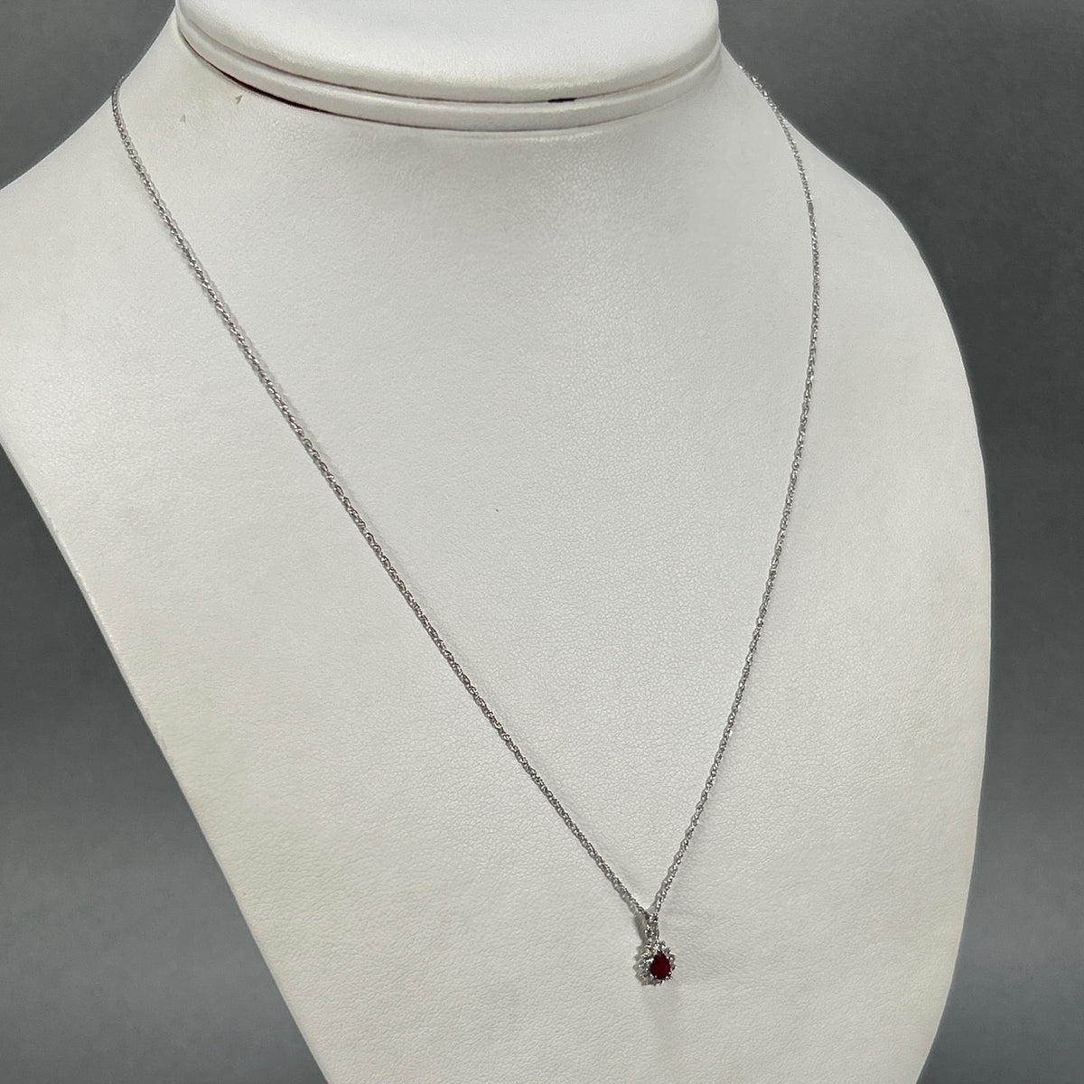 14K White Gold 18" Diamond & Stone Accent Necklace