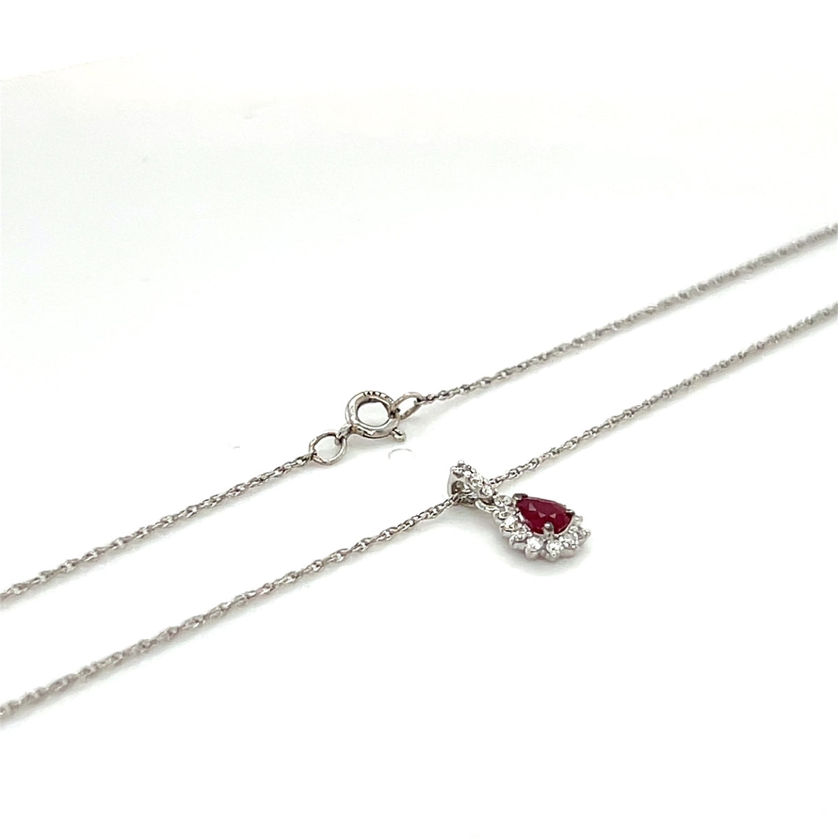 14K White Gold 18" Diamond & Stone Accent Necklace