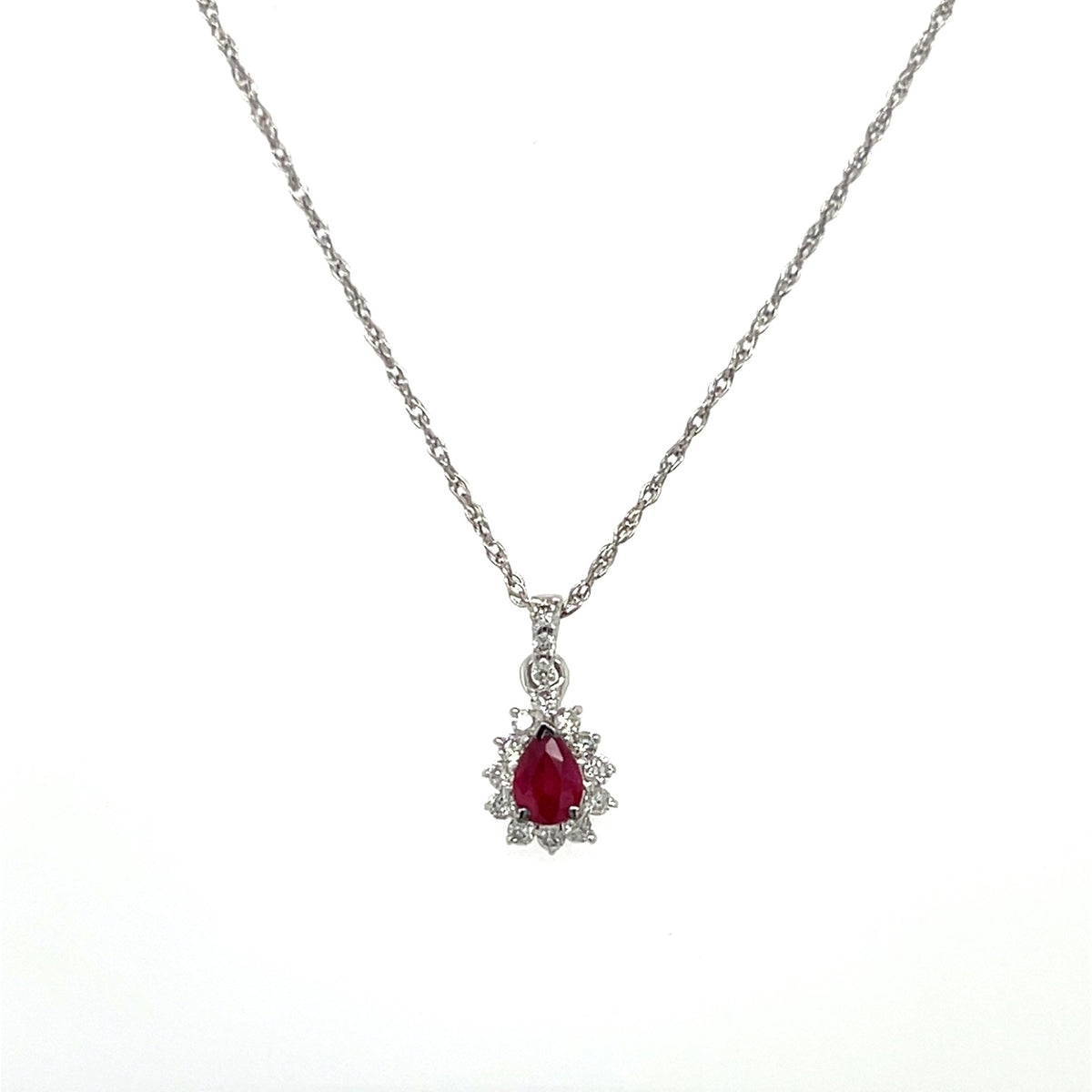 14K White Gold 18" Diamond & Stone Accent Necklace