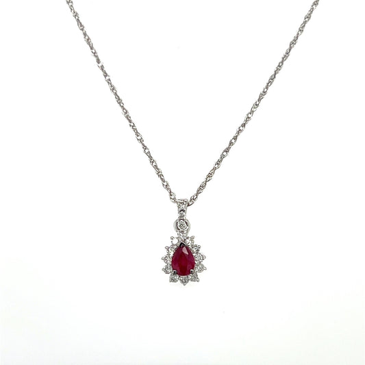 14K White Gold 18" Diamond & Stone Accent Necklace