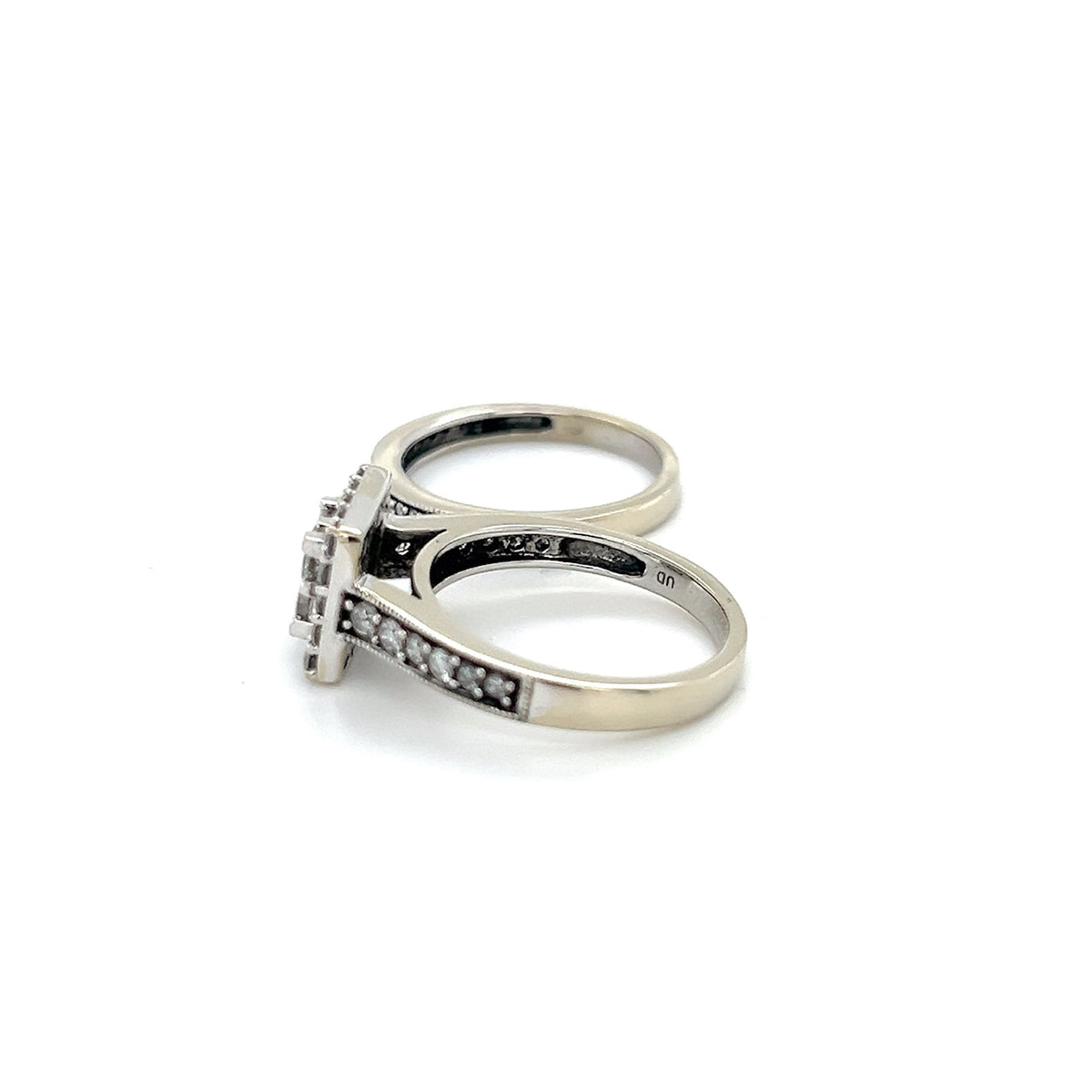 14K White Gold Diamond Lady's Wedding Ring Set; Size 7