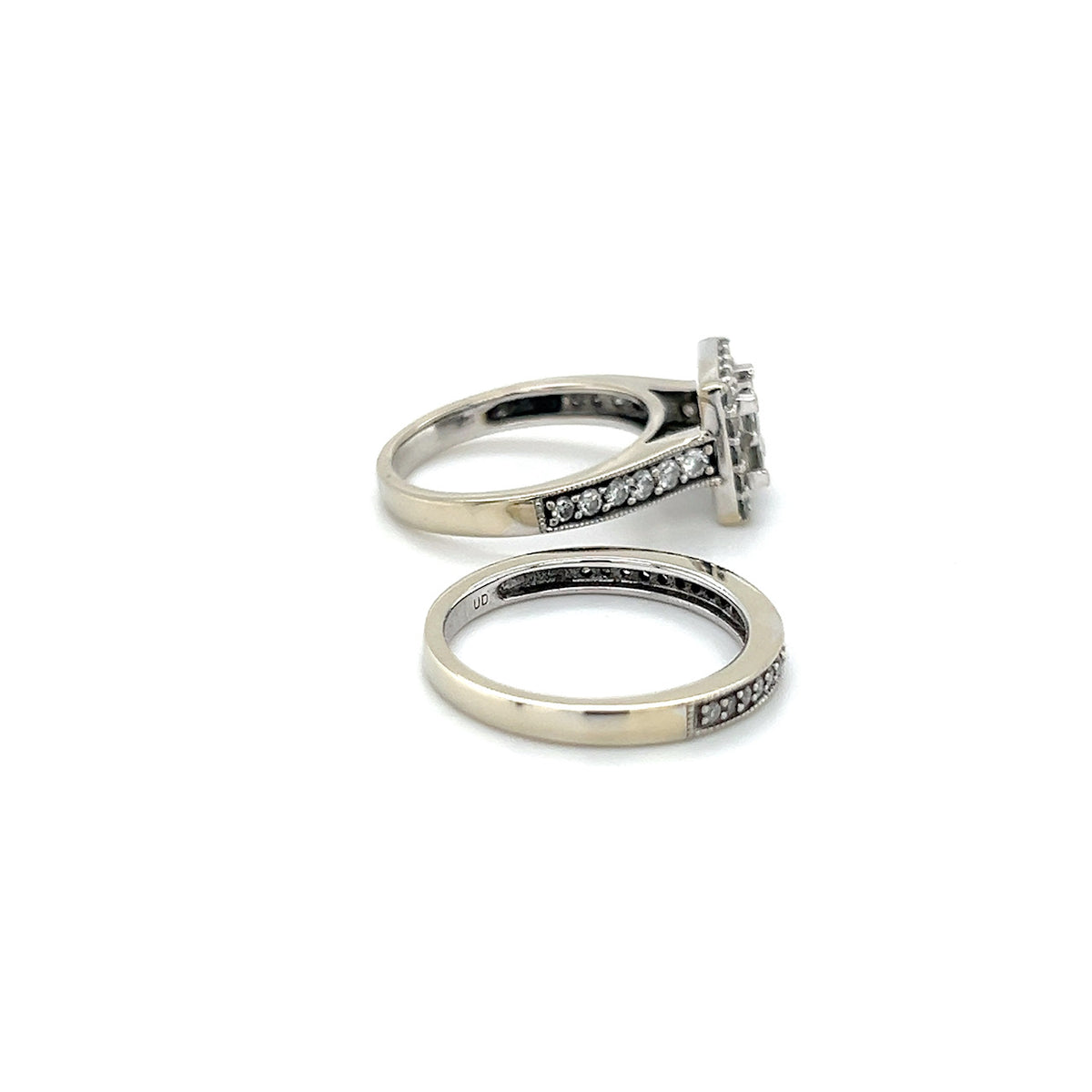 14K White Gold Diamond Lady's Wedding Ring Set; Size 7