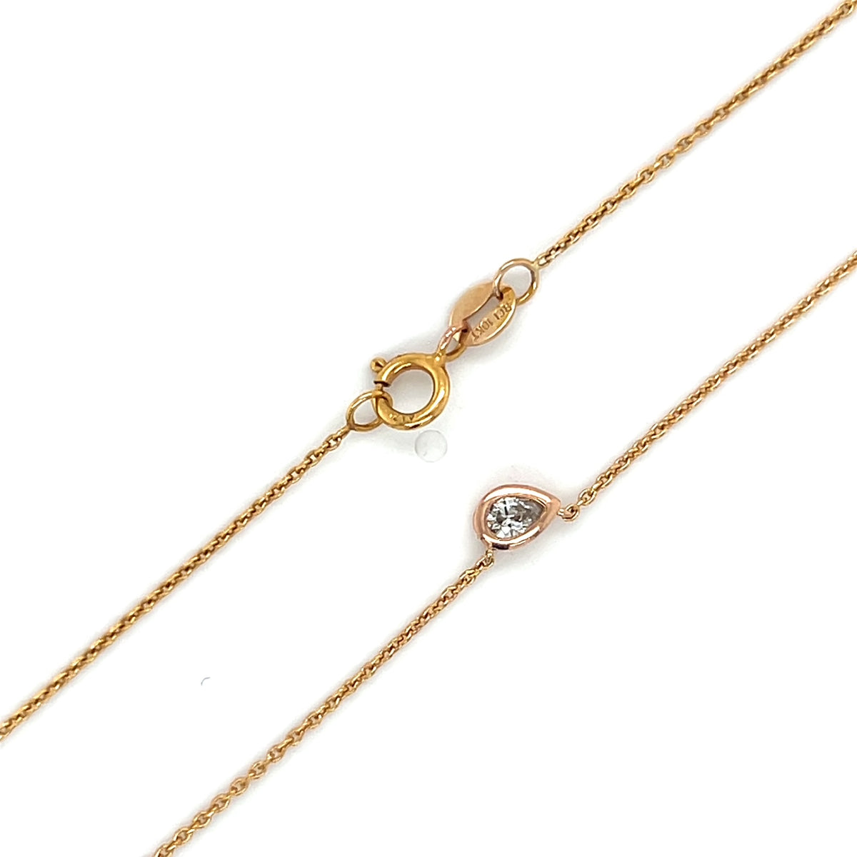 10K Rose Gold Diamond 18" Chain