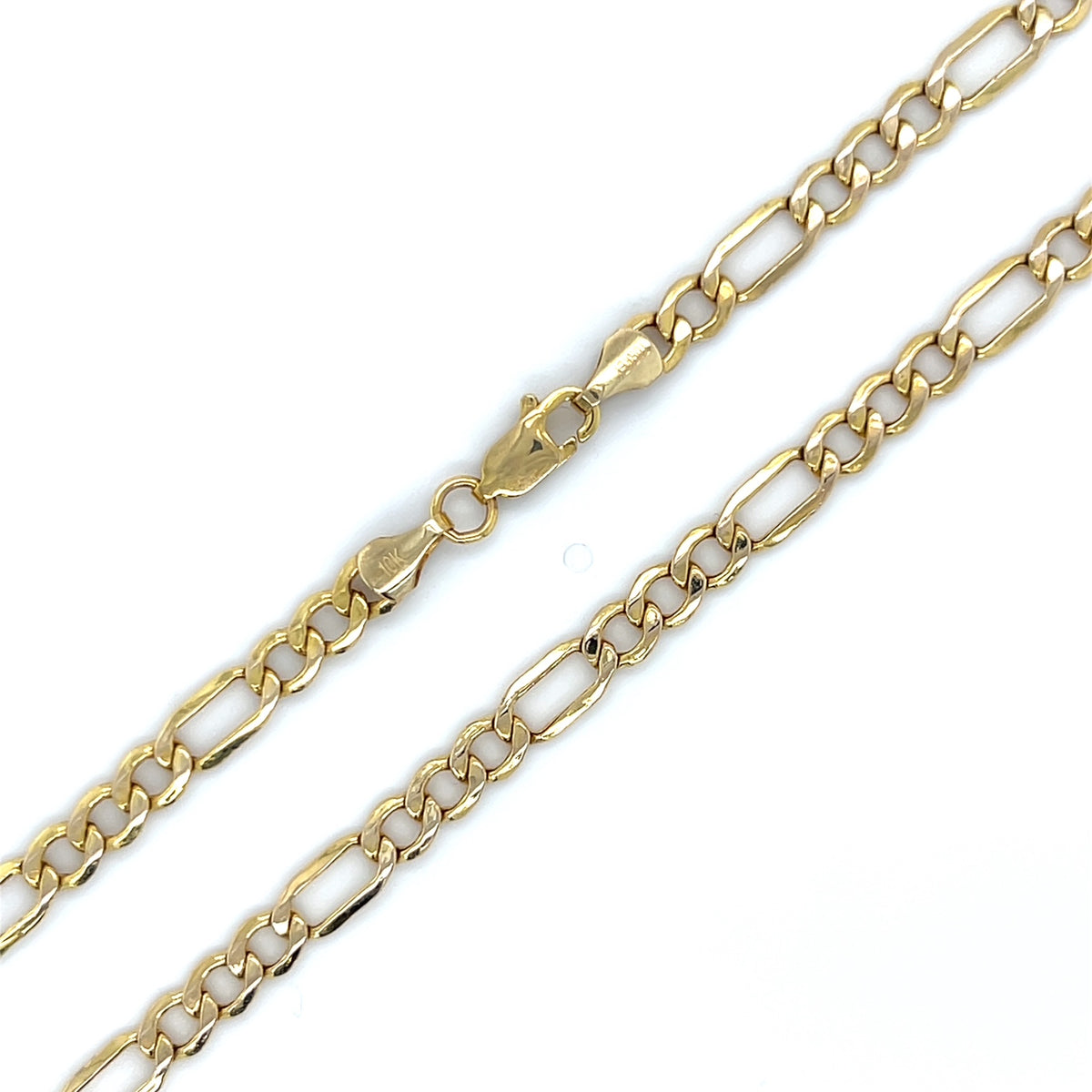 10K Yellow Gold 24" Figaro Chain