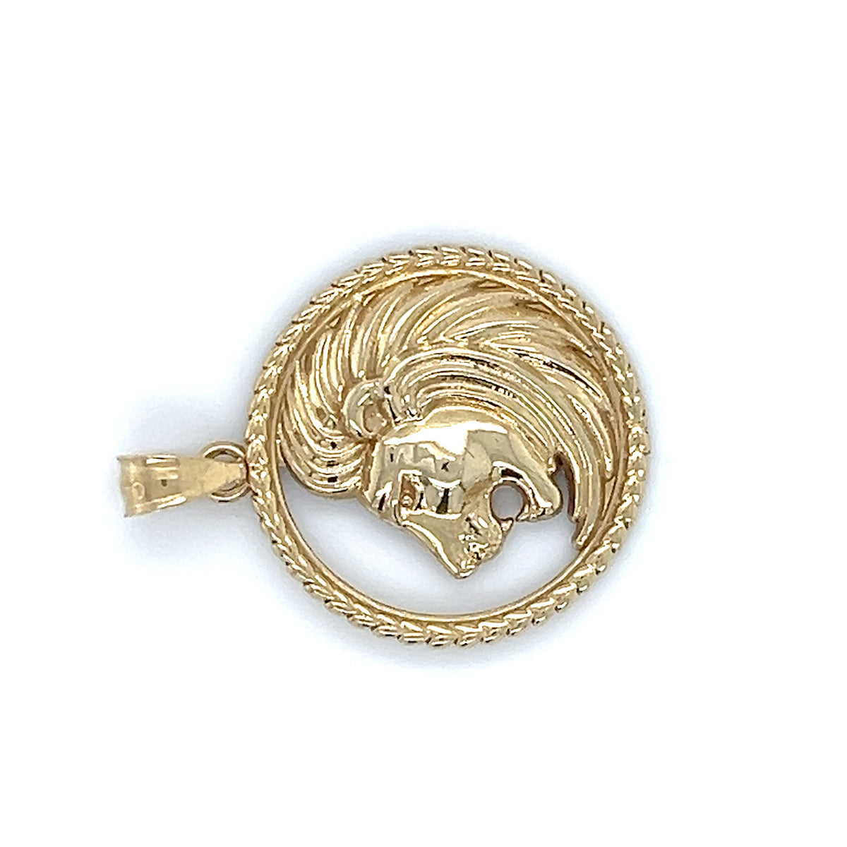 10K Yellow Gold Circular Lion Head Pendant