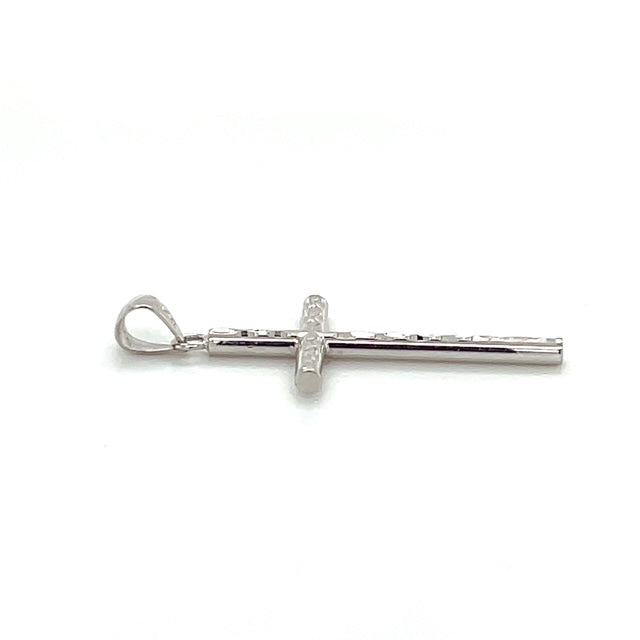 14K White Gold Cross Pendant