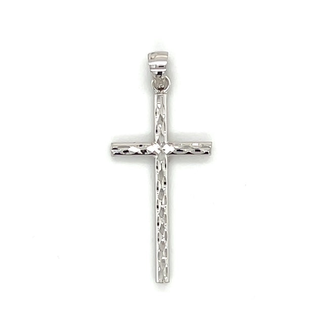 14K White Gold Cross Pendant
