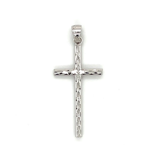 14K White Gold Cross Pendant