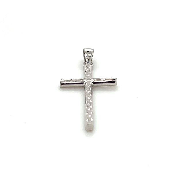14K White Gold Cross Pendant