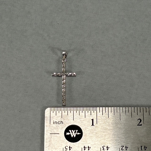 14K White Gold Cross Pendant