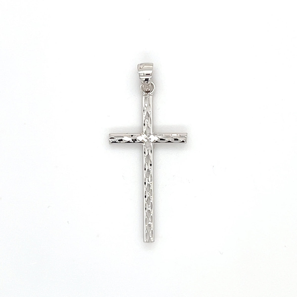 14K White Gold Cross Pendant
