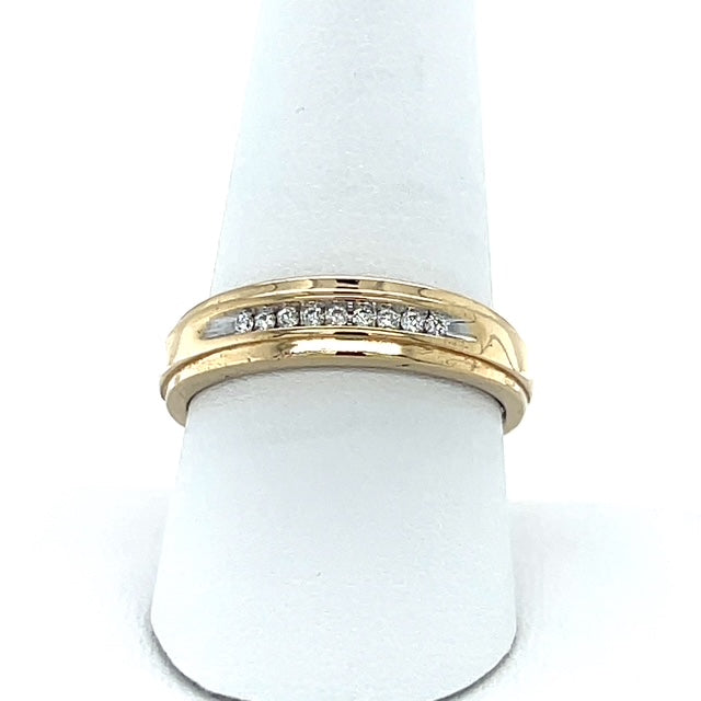 10K Yellow Gold Diamond Gentleman's Wedding Band; Size 10