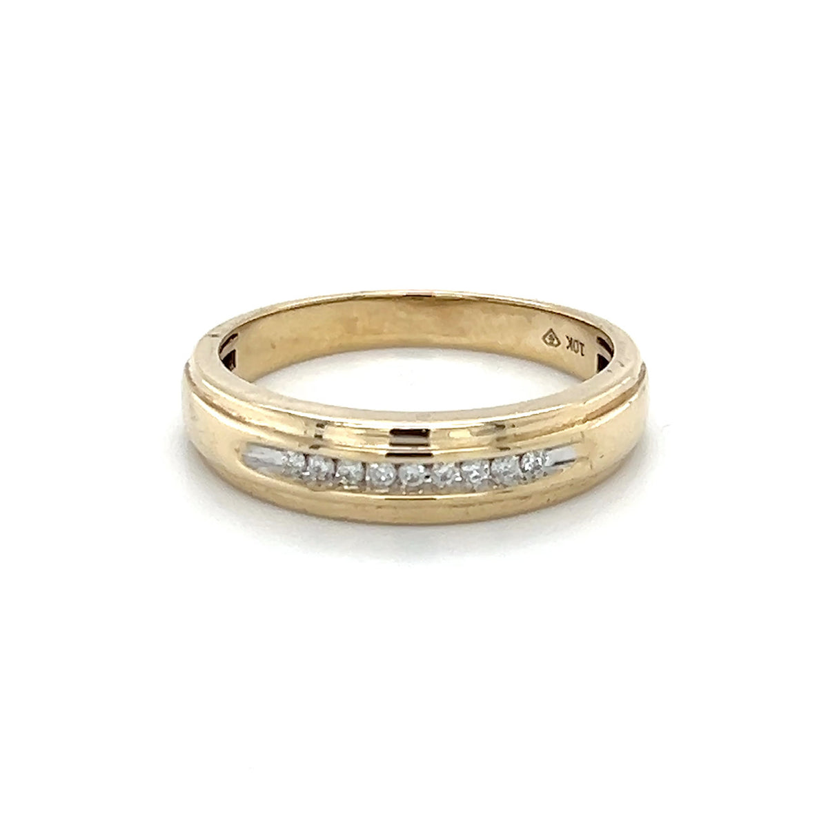 10K Yellow Gold Diamond Gentleman's Wedding Band; Size 10