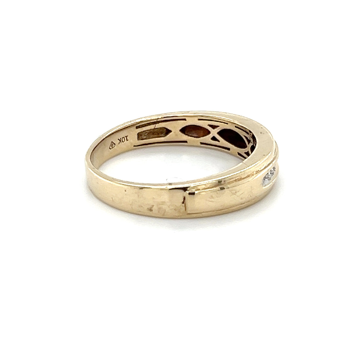 10K Yellow Gold Diamond Gentleman's Wedding Band; Size 10