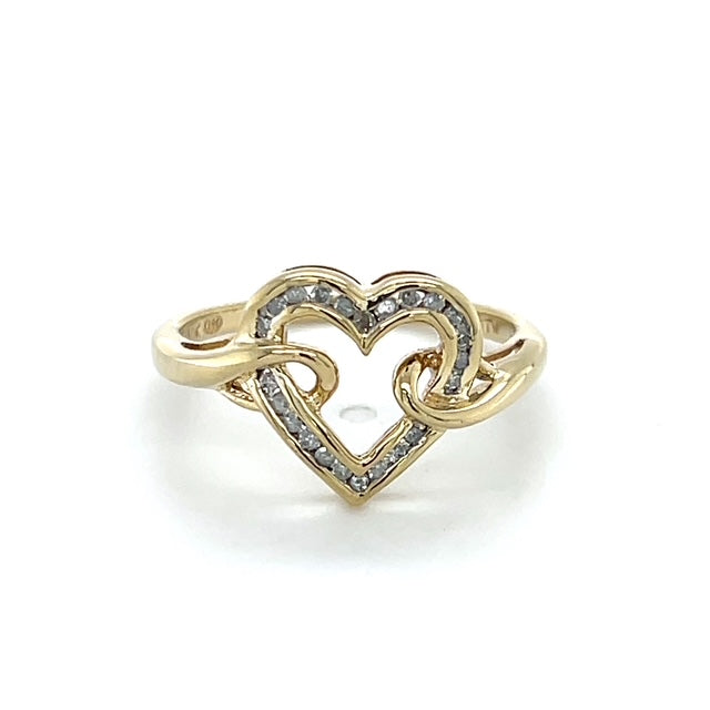 10K Yellow Gold Diamond Lady's Fashion Heart Ring