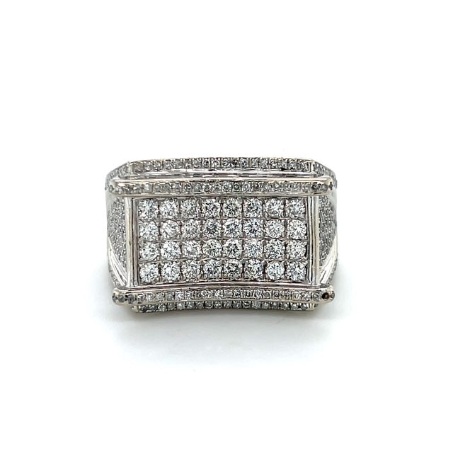 14K White Gold Diamond Gentleman's Fashion Ring; Size 11