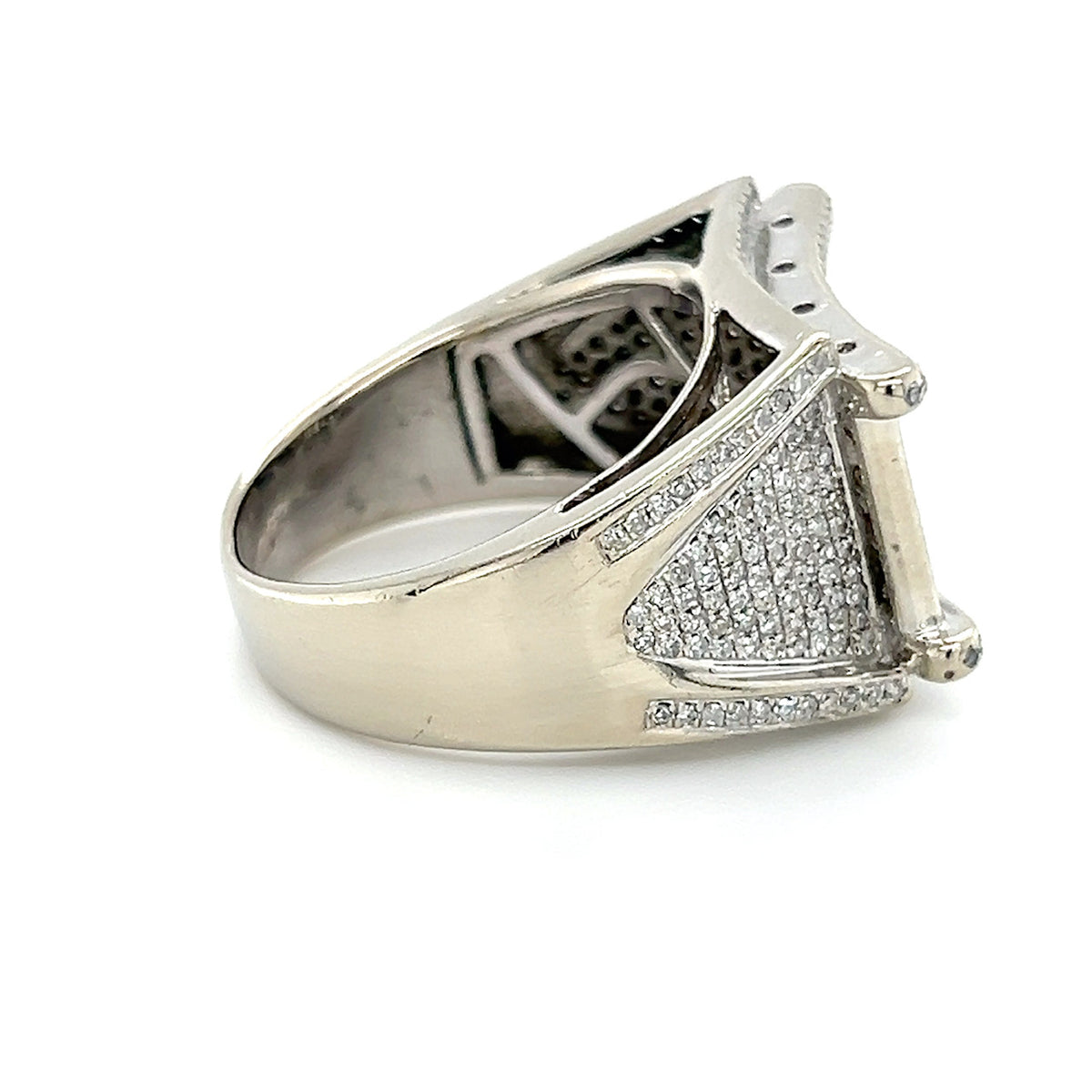 14K White Gold Diamond Gentleman's Fashion Ring; Size 11