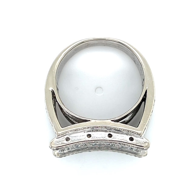 14K White Gold Diamond Gentleman's Fashion Ring; Size 11
