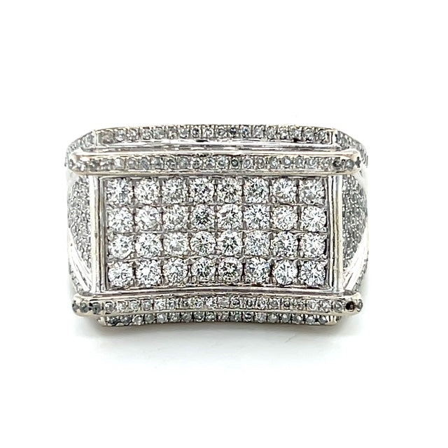 14K White Gold Diamond Gentleman's Fashion Ring; Size 11