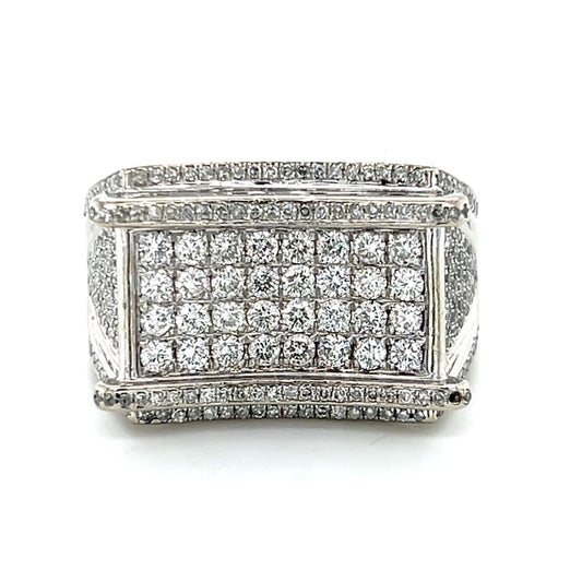 14K White Gold Diamond Gentleman's Fashion Ring; Size 11