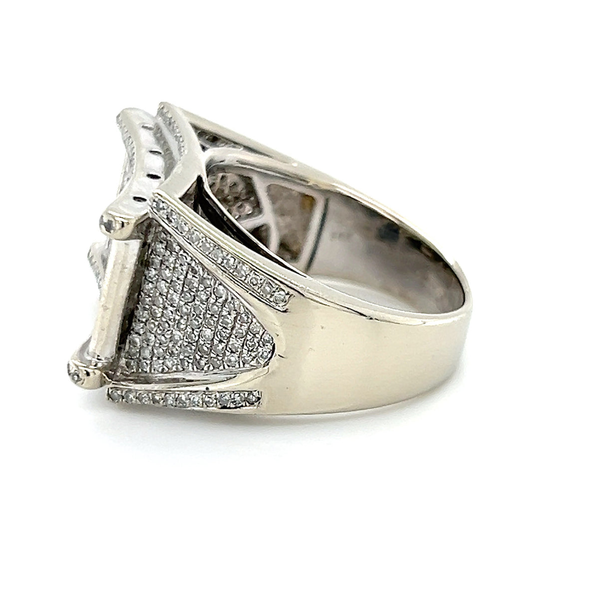 14K White Gold Diamond Gentleman's Fashion Ring; Size 11