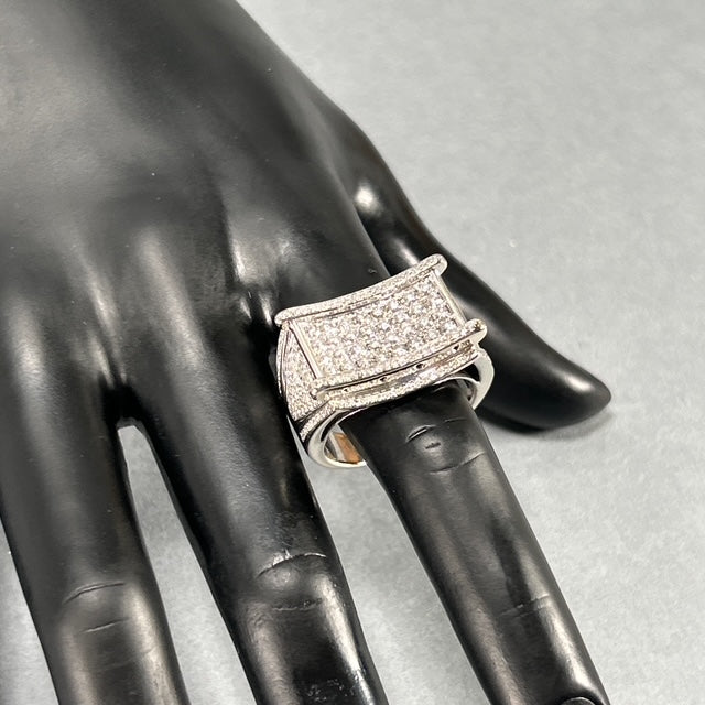 14K White Gold Diamond Gentleman's Fashion Ring; Size 11