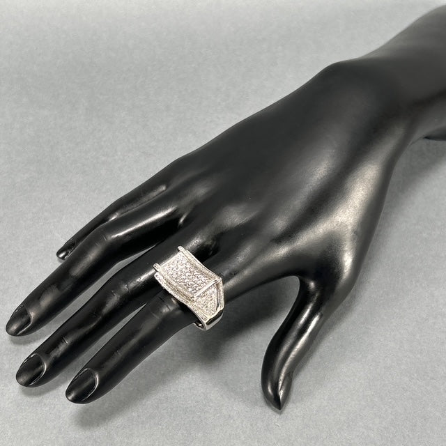 14K White Gold Diamond Gentleman's Fashion Ring; Size 11