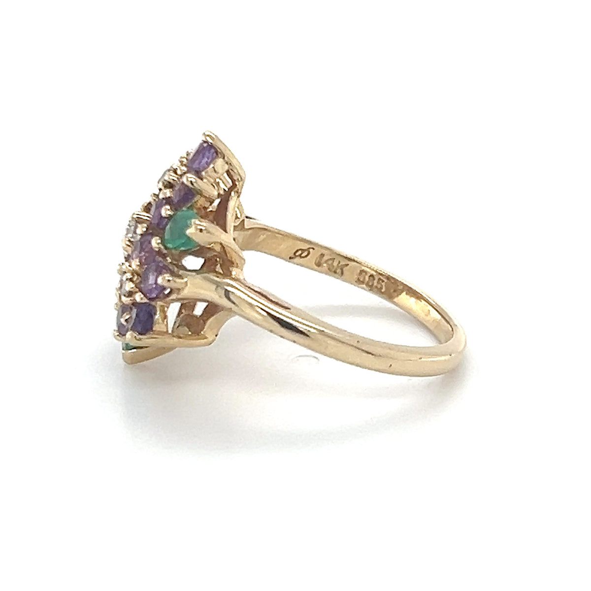 14K Yellow Gold Diamond & Stone Accent Ring